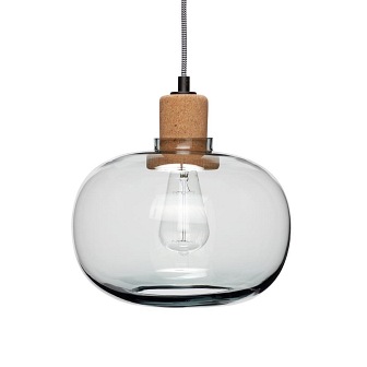 Lampa wisząca Smoky przydymione szkło korek 28cm